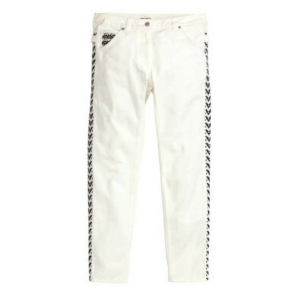 Isabel Marant Pour H&M Boyfriend Jeans Stripe Embroidered Chevron  ( US 2 ) - Picture 4 of 11